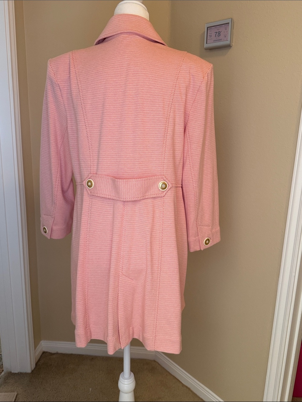 CAbi Peach-Pink Textured Button-Front Trench Coat - Picture 2 of 11